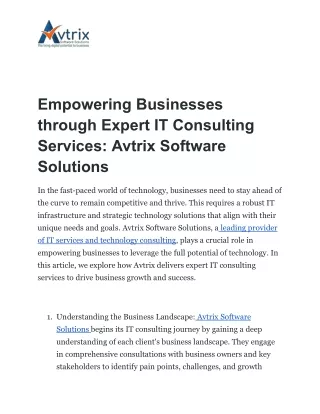 Empowering Businesses through Expert IT Consulting Services_ Avtrix Software Solutions (1)