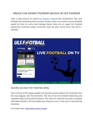 Uls Football Live Stream