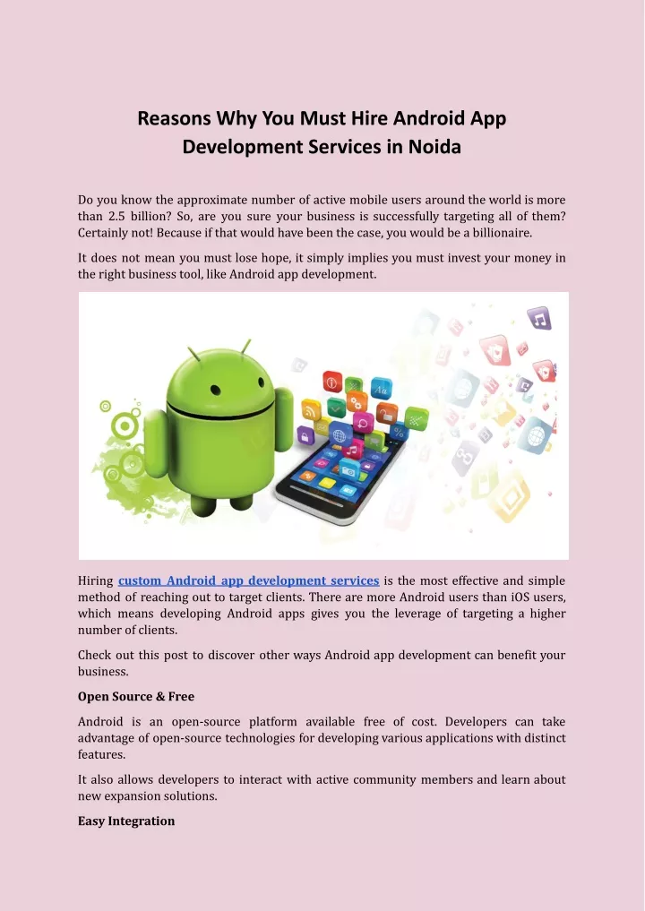 reasons why you must hire android app development
