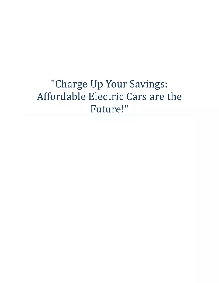 charge up your savings affordable electric cars