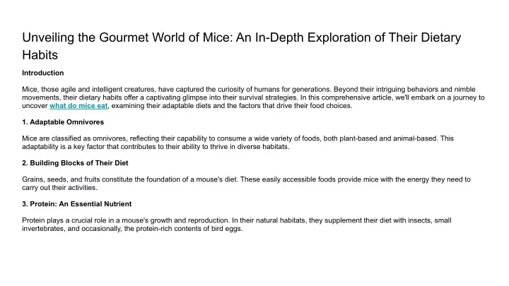 unveiling the gourmet world of mice an in depth