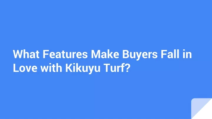 what features make buyers fall in love with kikuyu turf