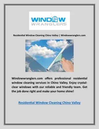 Residential Window Cleaning Chino Valley | Windowwranglers.com