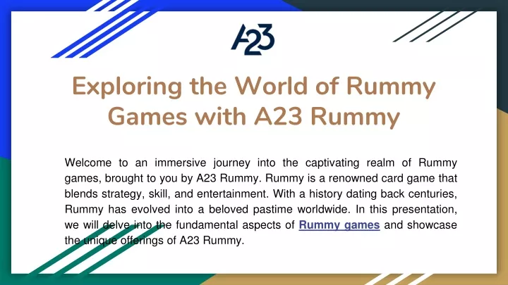 exploring the world of rummy games with a23 rummy