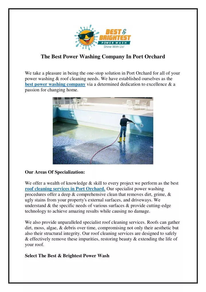 the best power washing company in port orchard