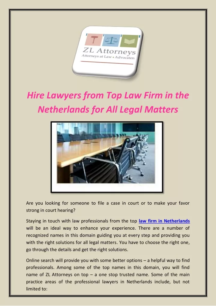 hire lawyers from top law firm in the netherlands