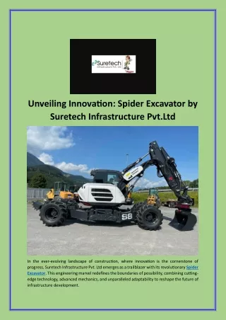 Unveiling Innovation Spider Excavator by Suretech Infrastructure