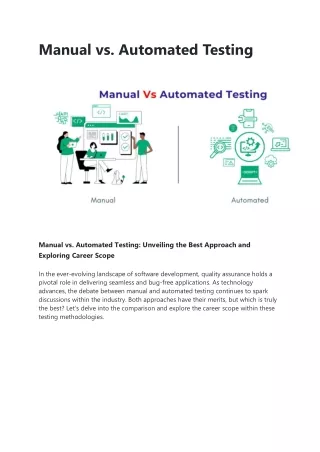 manual vs automated testing