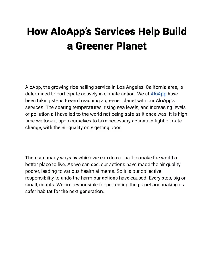 how aloapp s services help build a greener planet