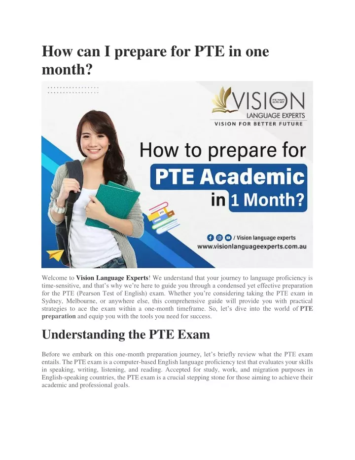 how can i prepare for pte in one month
