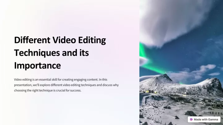 different video editing techniques