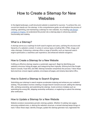 How to Create a Sitemap for New Websites