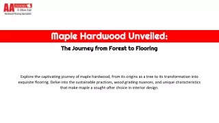 Maple Hardwood Unveiled: From Forest to Flooring | AA Floors