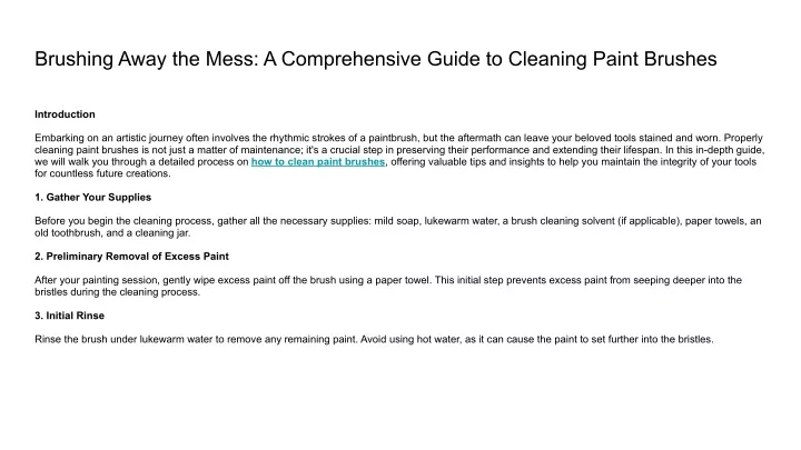 brushing away the mess a comprehensive guide