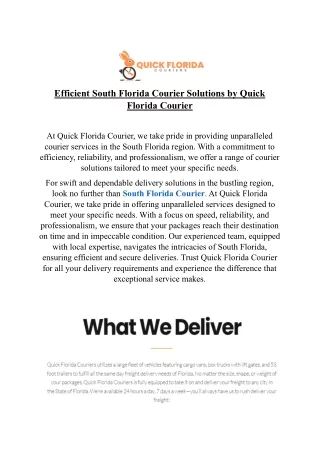 Efficient South Florida Courier Solutions by Quick Florida Courier