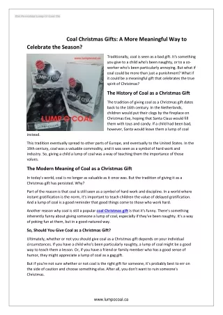 lumpocoal - Coal Christmas Gifts - A More Meaningful Way to Celebrate the Season