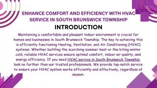 Enhance Comfort and Efficiency with HVAC Service in South Brunswick Township