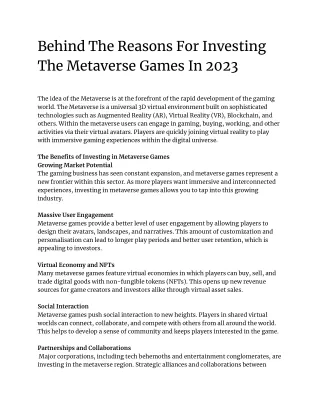 Metaverse Game Development