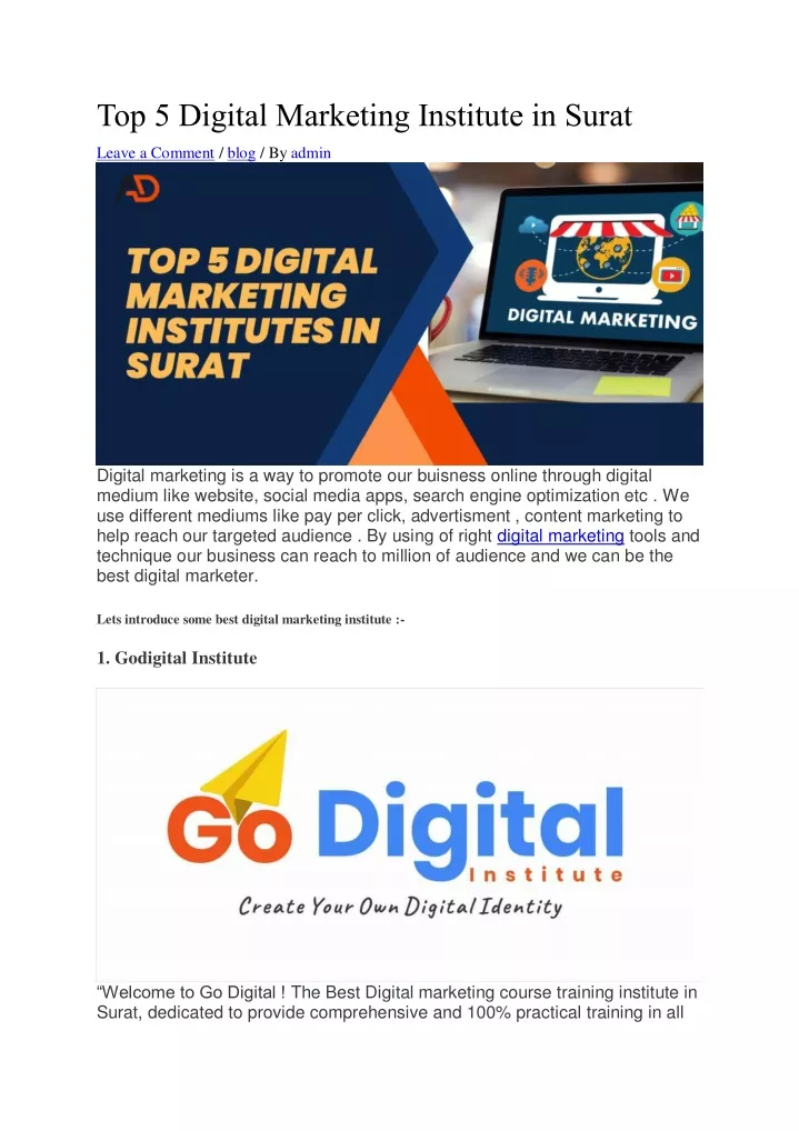 top 5 digital marketing institute in surat