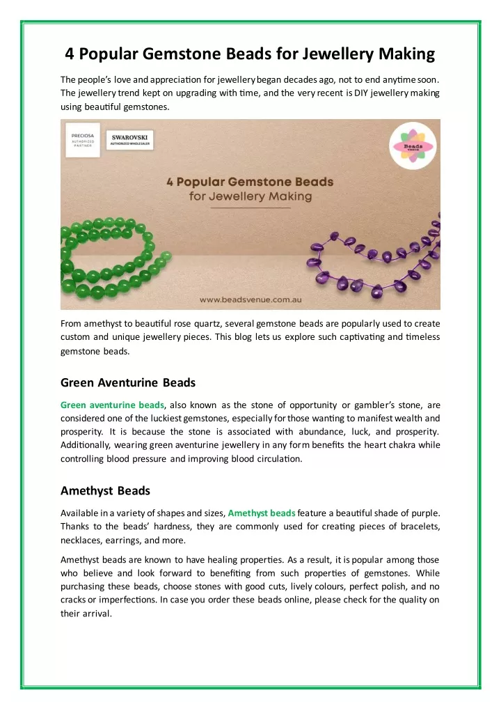 4 popular gemstone beads for jewellery making