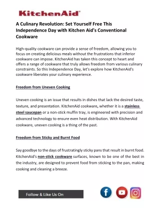This Independence Day with Kitchen Aid's Conventional Cookware
