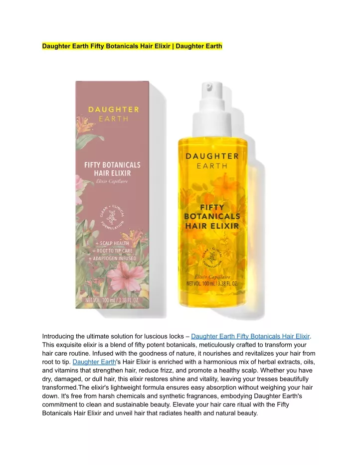 daughter earth fifty botanicals hair elixir