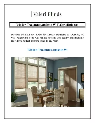 Window Treatments Appleton Wi  Valeriblinds.com