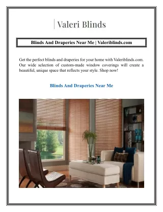 Blinds And Draperies Near Me  Valeriblinds.com