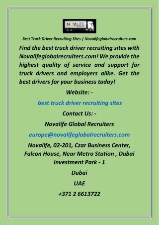Best Truck Driver Recruiting Sites  Novalifeglobalrecruiters
