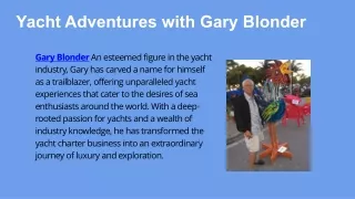 Yacht Adventures with Gary Blonder