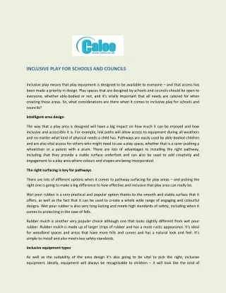 inclusive play for schools and councils