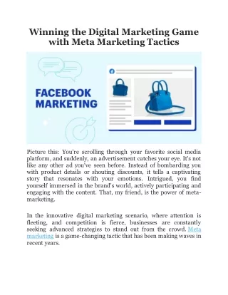 Winning the Digital Marketing Game with Meta Marketing Tactics