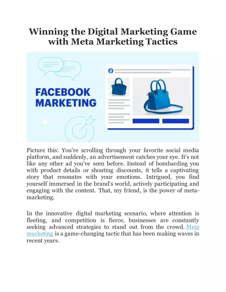 winning the digital marketing game with meta