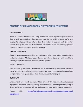 benefits of using wooden playground equipment