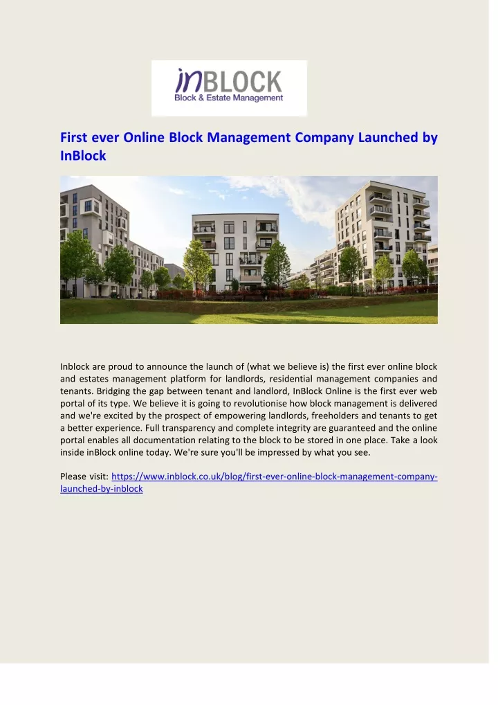 first ever online block management company