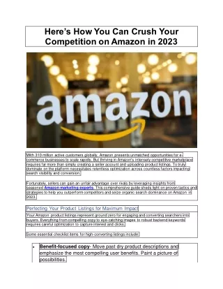 Heres How You Can Crush Your Competition on Amazon in 2023