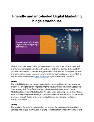 Friendly and info-fueled Digital Marketing blogs storehouse