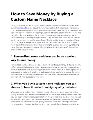 6. How to Save Money by Buying a Custom Name Necklace