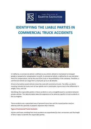 IDENTIFYING THE LIABLE PARTIES IN COMMERCIAL TRUCK ACCIDENTS