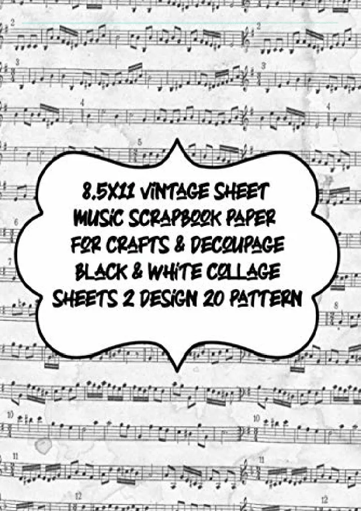 8 5x11 vintage sheet music scrapbook paper