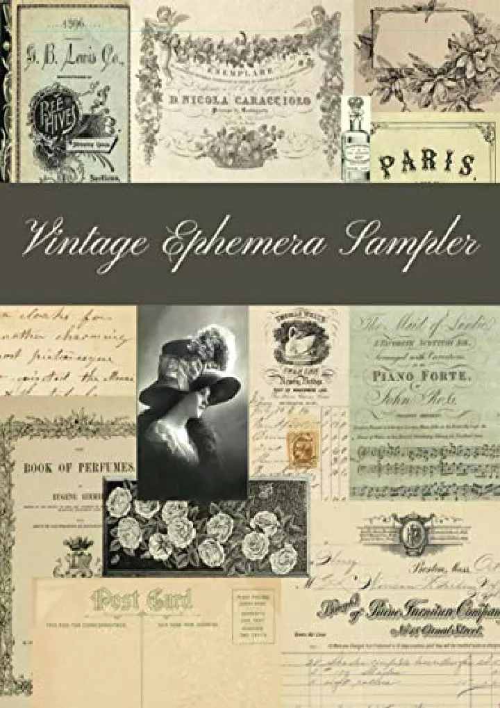 vintage ephemera sampler a sepia neutral and soft