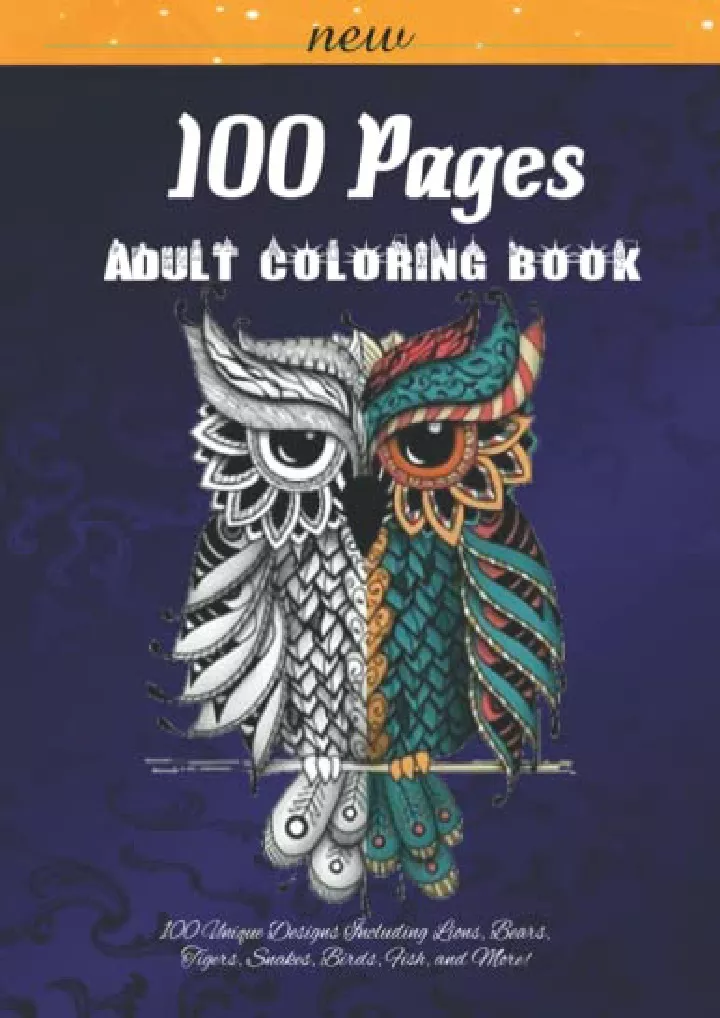 100 pages adult coloring book beautiful animal
