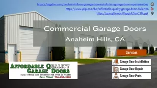 Commercial Garage Doors Installer Anaheim Hills, CA