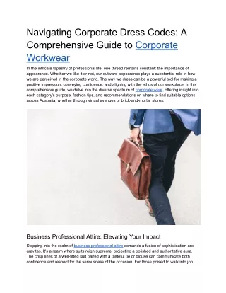 Navigating Corporate Dress Codes - A Comprehensive Guide to Corporate Workwear