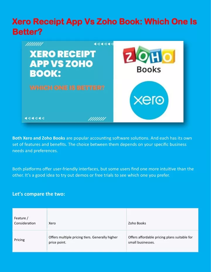 xero receipt app vs zoho book which one is xero