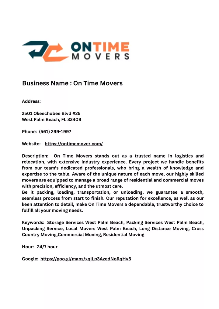 business name on time movers