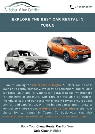 Explore the Best Car Rental in Tugun