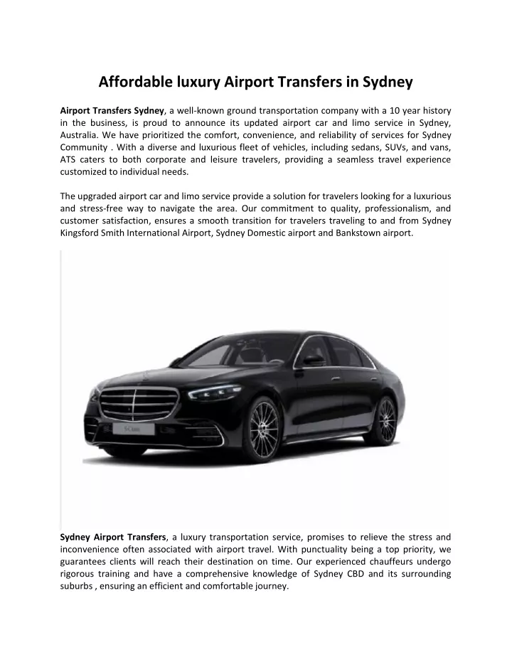 affordable luxury airport transfers in sydney