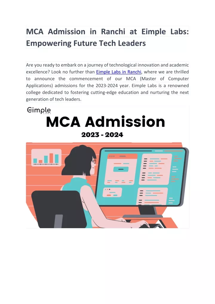 mca admission in ranchi at eimple labs empowering