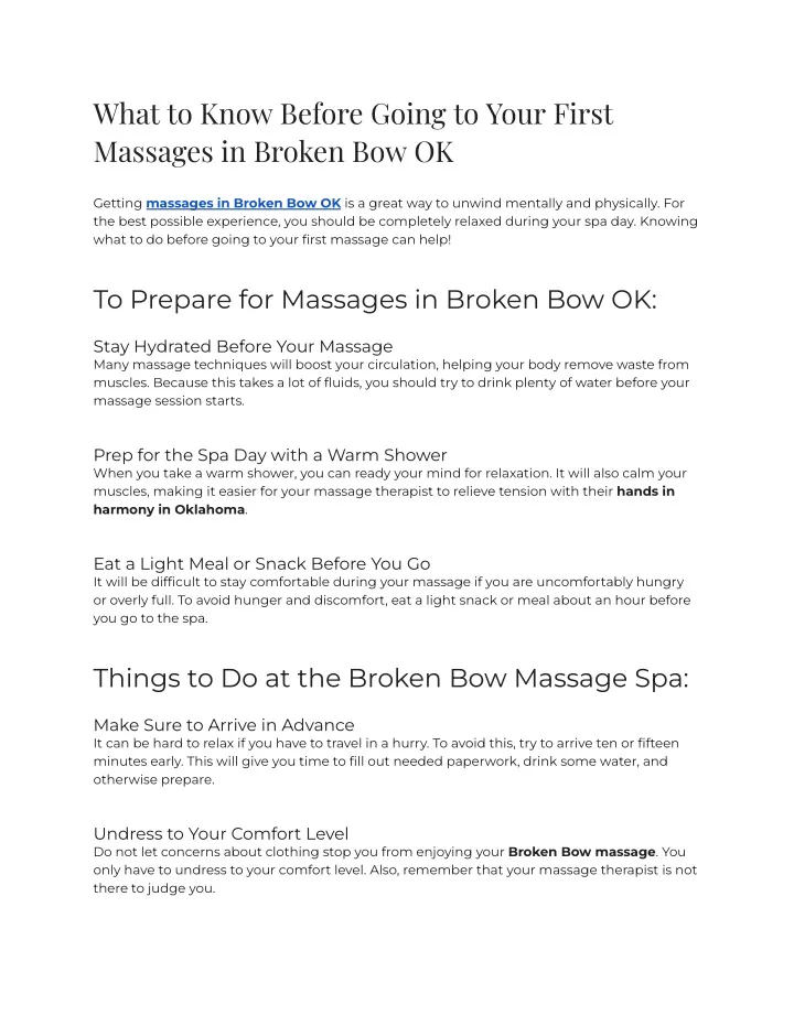 Ppt 2023 What To Know Before Going To Your First Massages In Broken Bow Ok Powerpoint 0071